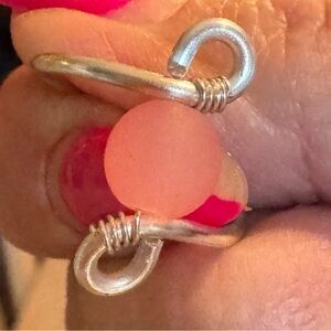 Sterling Silver and Pink Beaded Women's Ring Handmade
